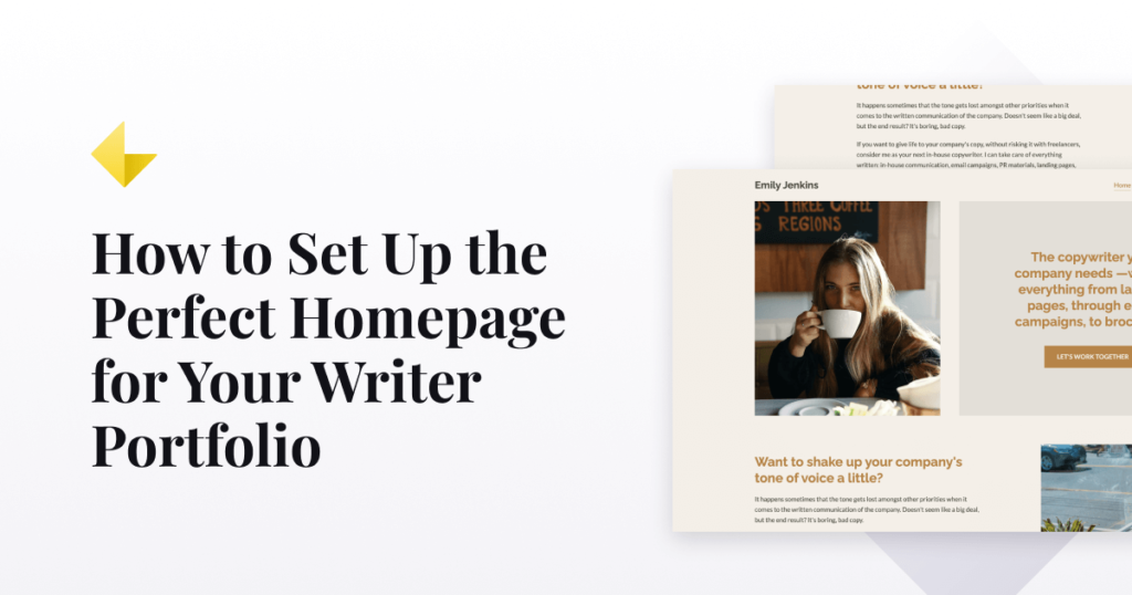 Preview image for a blog post that writes: how to set up the perfect homepage for your writer portfolio