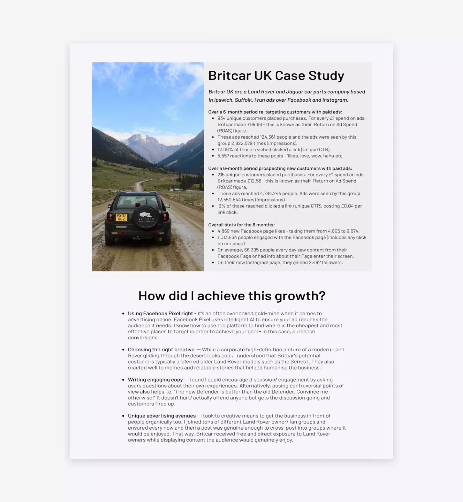 britcar UK social media case study presented on scarlett mansfield's website