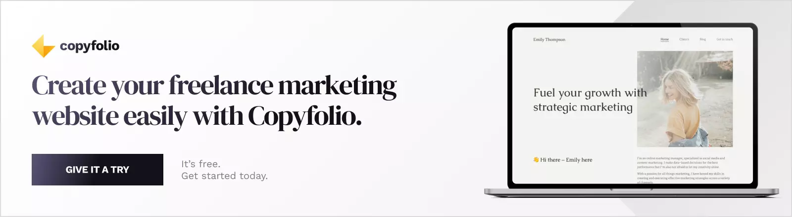 Create your freelance marketing website easily with Copyfolio